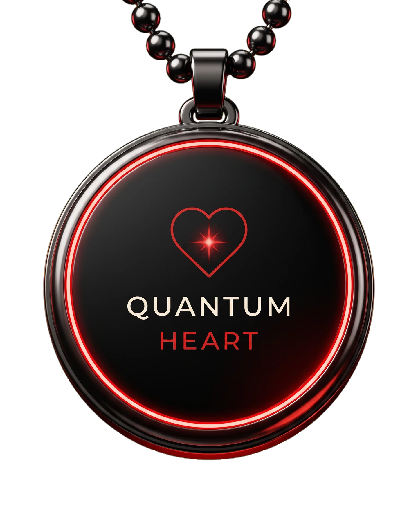 Quantum Heart wearable pendant featuring 650nm red-light technology